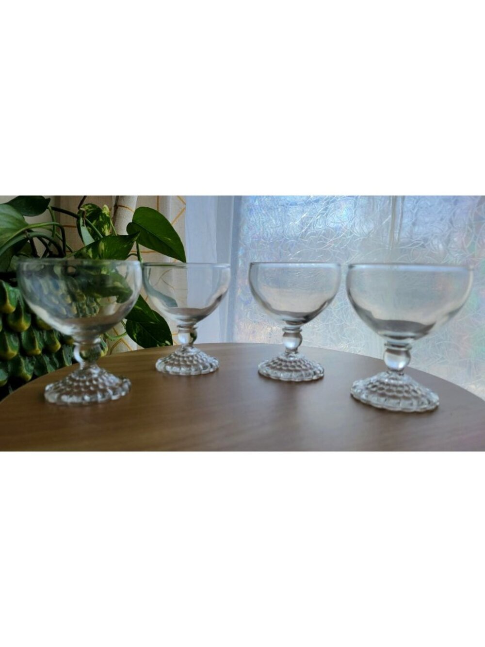Champagne Coupe Glasses Vintage Bubble Foot Anchor Hocking Glassware